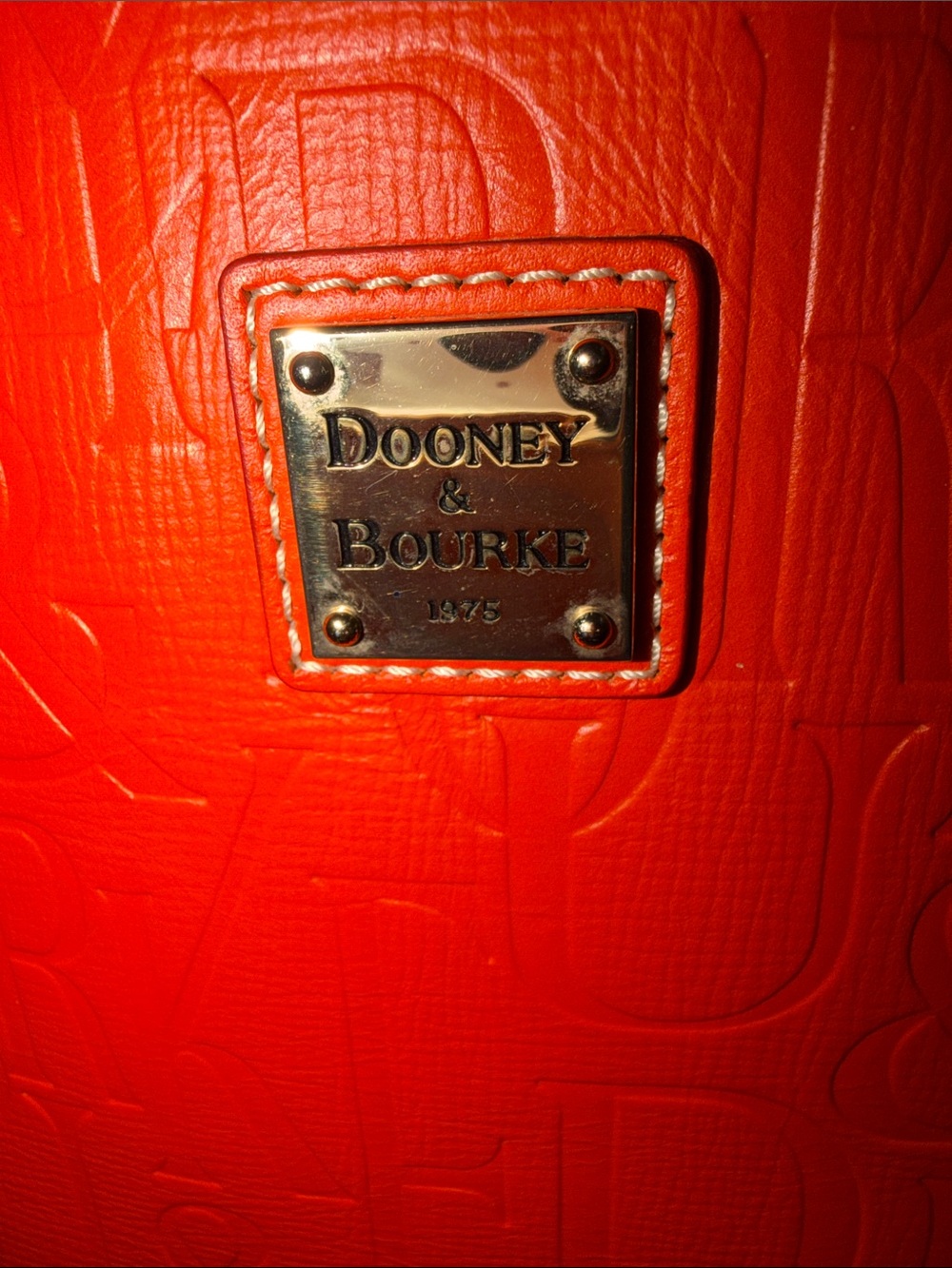 Dooney & Bourke Bright Orange Embossed Leather Tote - Picture 6 of 11